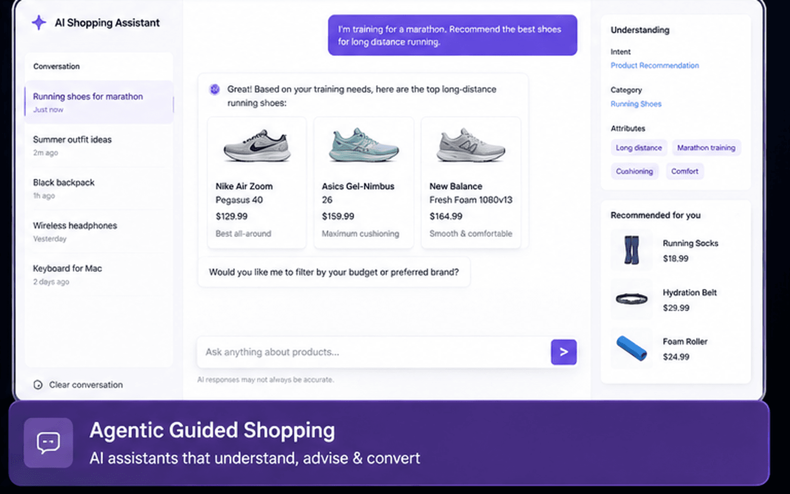 Preview of the interactive Conversational Product Finder lab