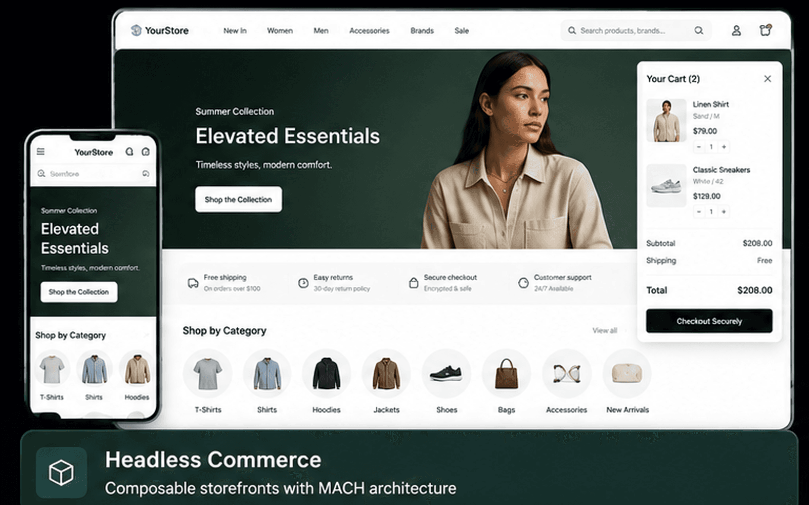 Preview of the interactive Headless Commerce Storefront lab
